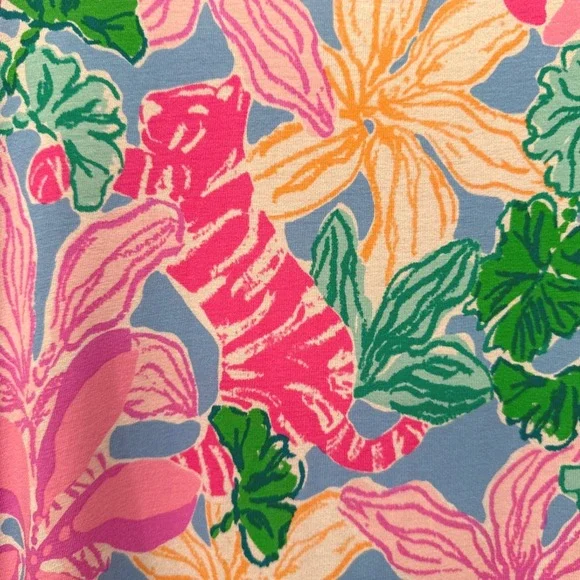 Lilly Pulitzer Morgann Maxi Dress 3/4 Sleeve Pastel Multi Color Tigers Lair M - Picture 5 of 10